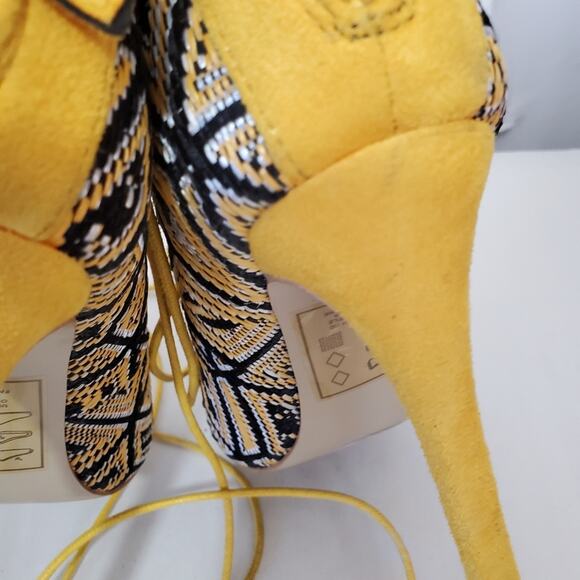 Madison by Shoe Dazzle | Knit Patterned Lace Up Strappy Peep Toe Stiletto Heels - Picture 8 of 11